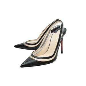 Christian Louboutin Black Calf PVC Paulina Slingback Sz US 11 / IT 41